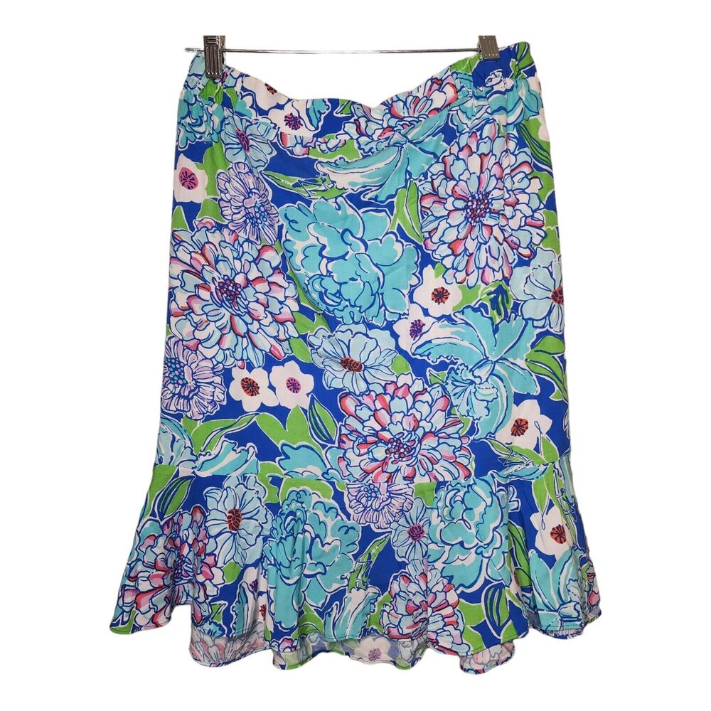 Lilly Pulitzer Blue and Green Floral Skirt